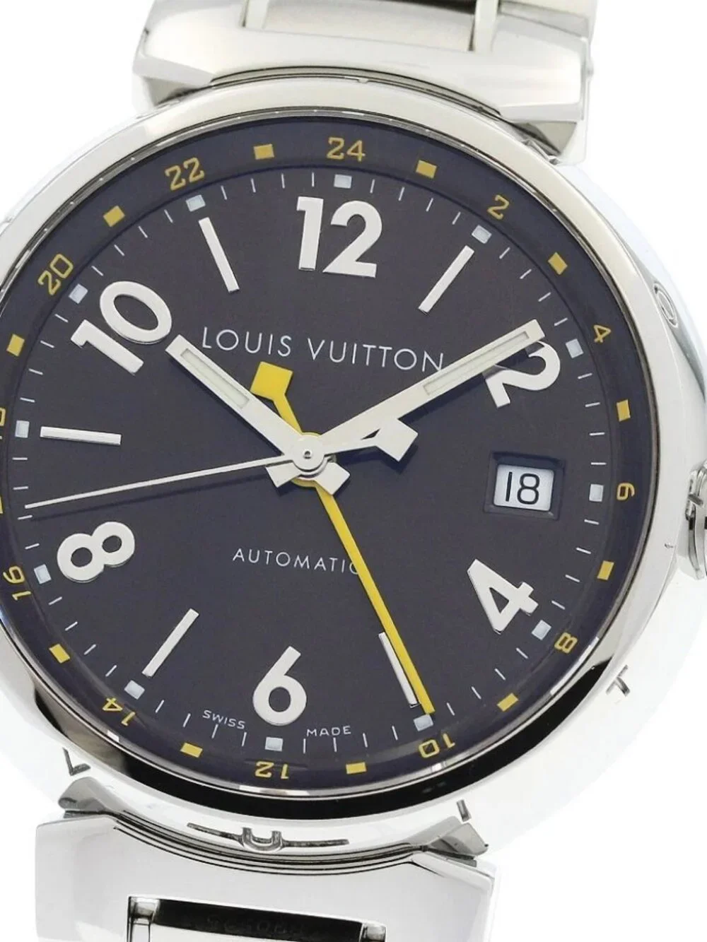 LOUIS VUITTON Tambour Q1131 GMT date Brown Dial Automatic Men's Watch_962354